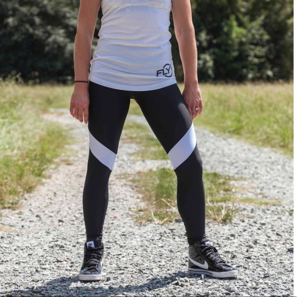 Flywheel Black Monroe Leggings w/ White Stripe